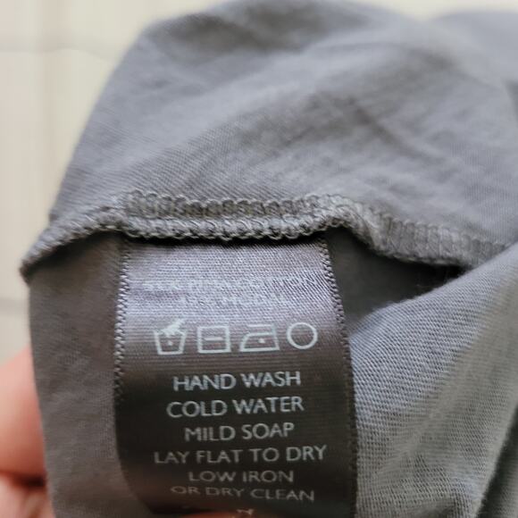 Peruvian Connection Size L Draped Gathered Asymmetrical Top Pima Cotton Gray - Picture 8 of 8